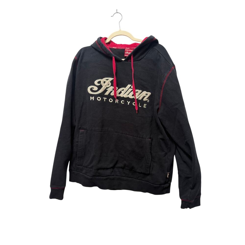 Indian Motorcycle Men's Applique Headdress Hoodie, Black XL - Picture 2 of 9